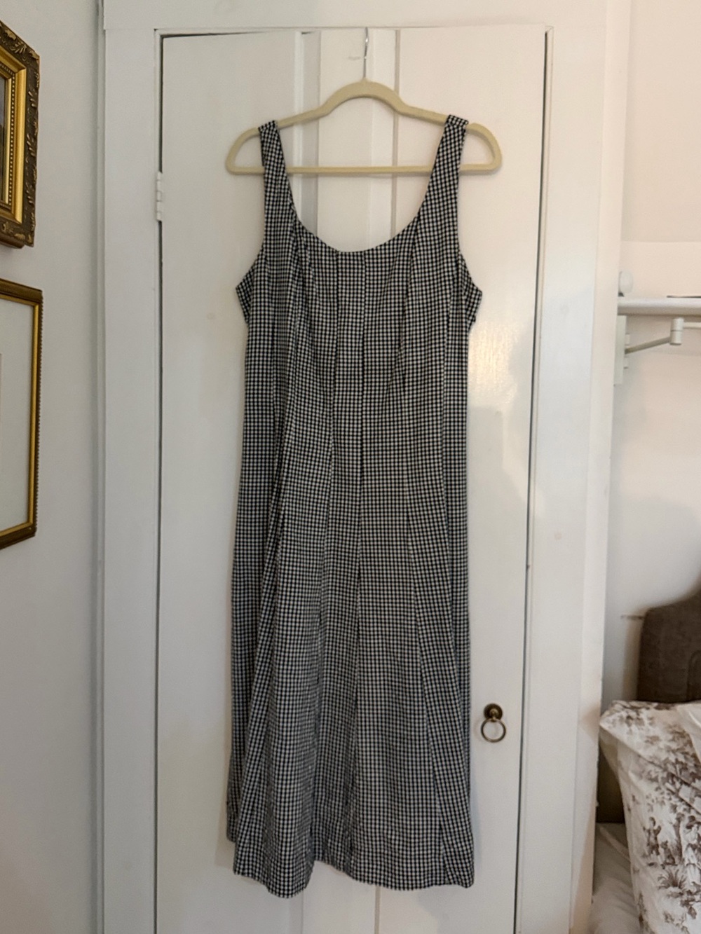 Gingham Midi Dress in Black & White Like New
